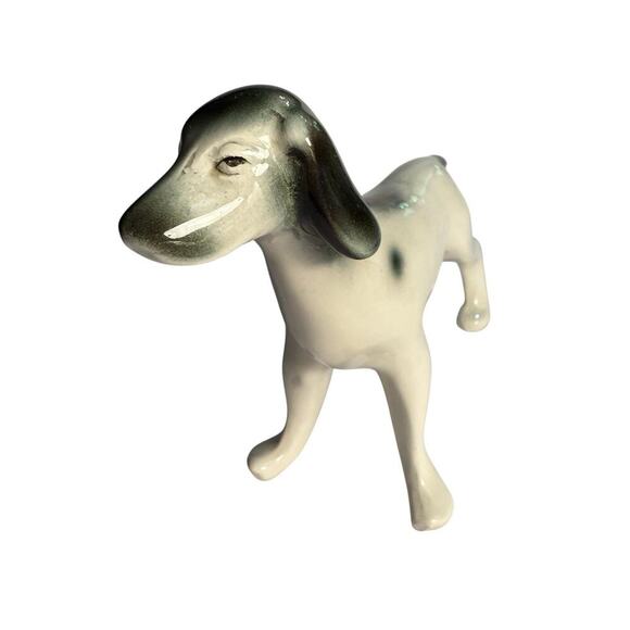 VTG Porcelain Pointer Hunting Dog White Black Patches Collectible 8 X 5 X 2 Inch - Picture 4 of 16